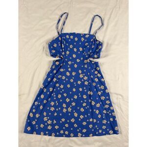 Zara Blue Mini Dress with Cream Floral Print